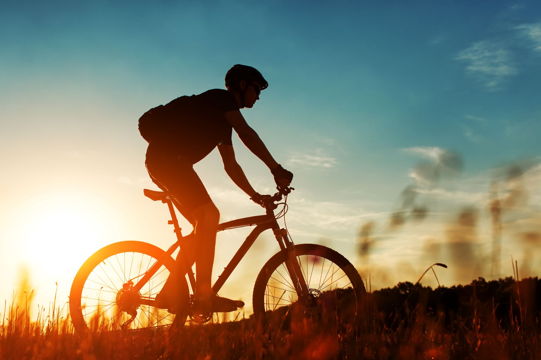 biking during sunset