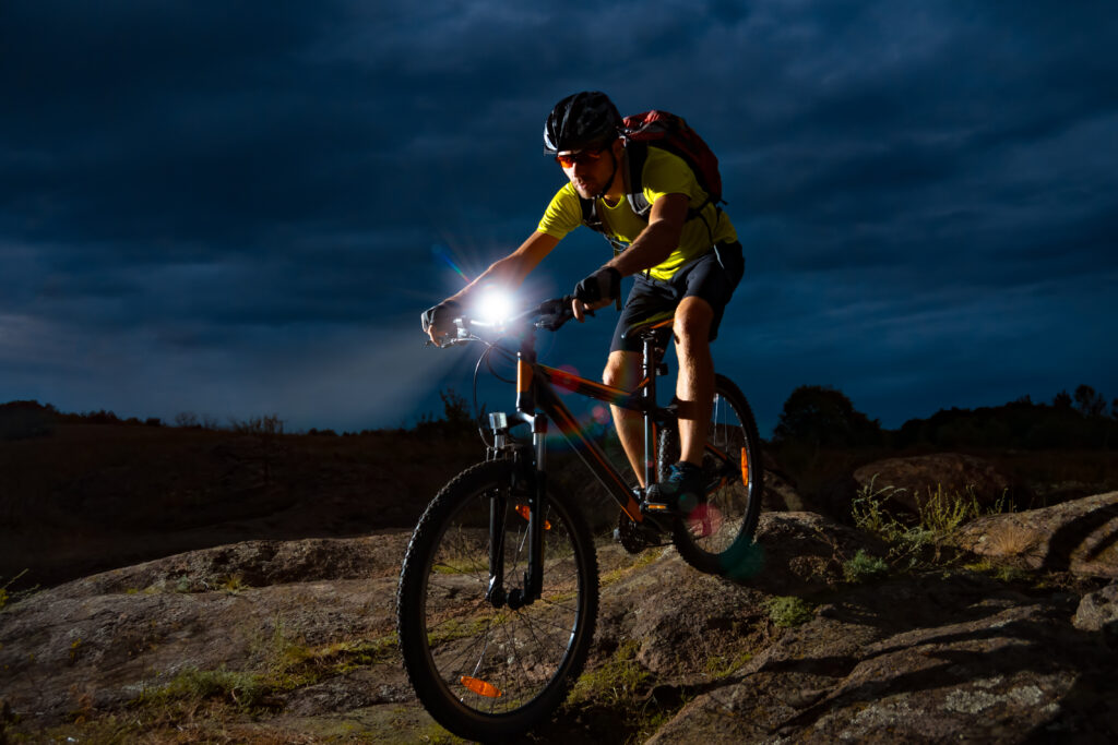 Cyclist riding mountain bike 