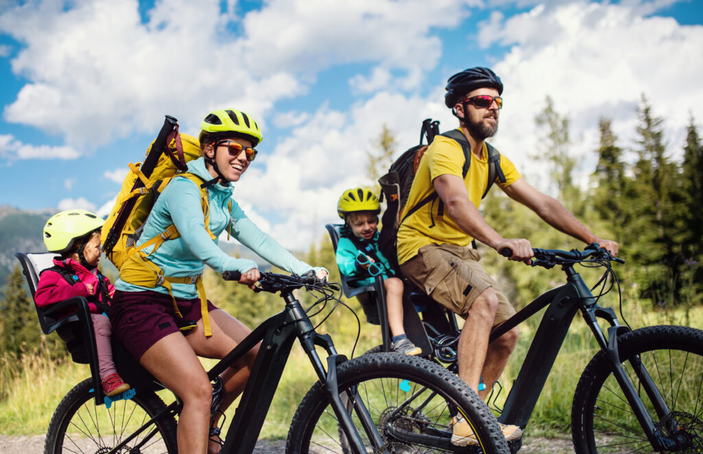 family on a bike ride