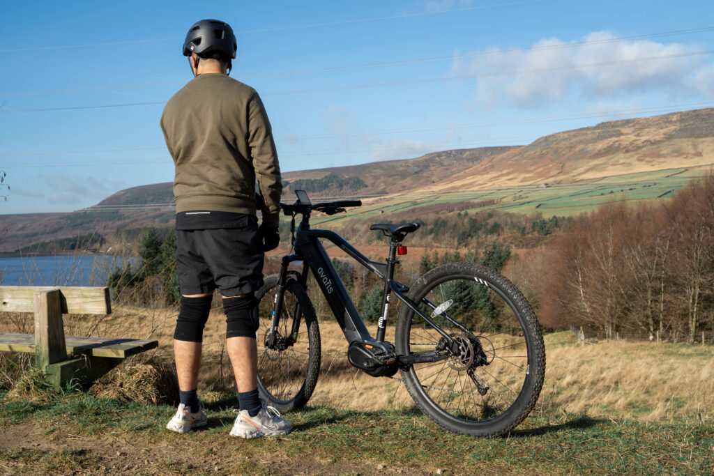 long shot of biker with ebike